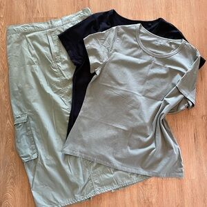 Casual T-Shirt and Cargo Skirt Set